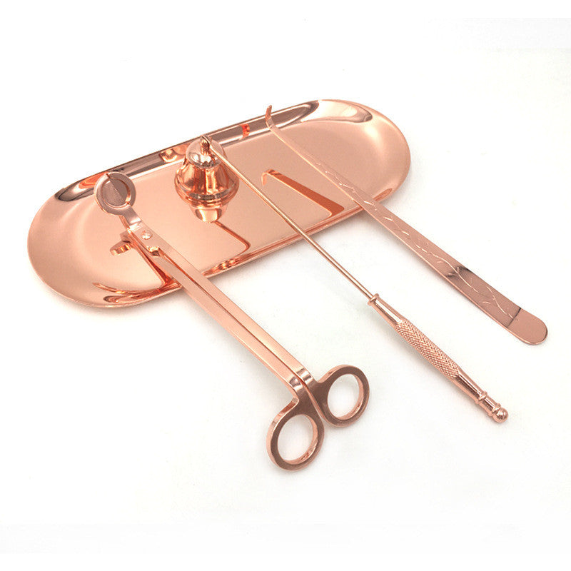 Set accessoires bougie 4 pièces acier inoxydable or rose — ERMITUS