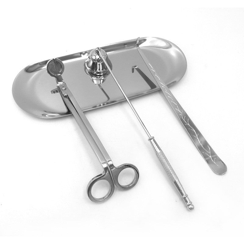 Set accessoires bougie 4 pièces acier inoxydable argenté — ERMITUS