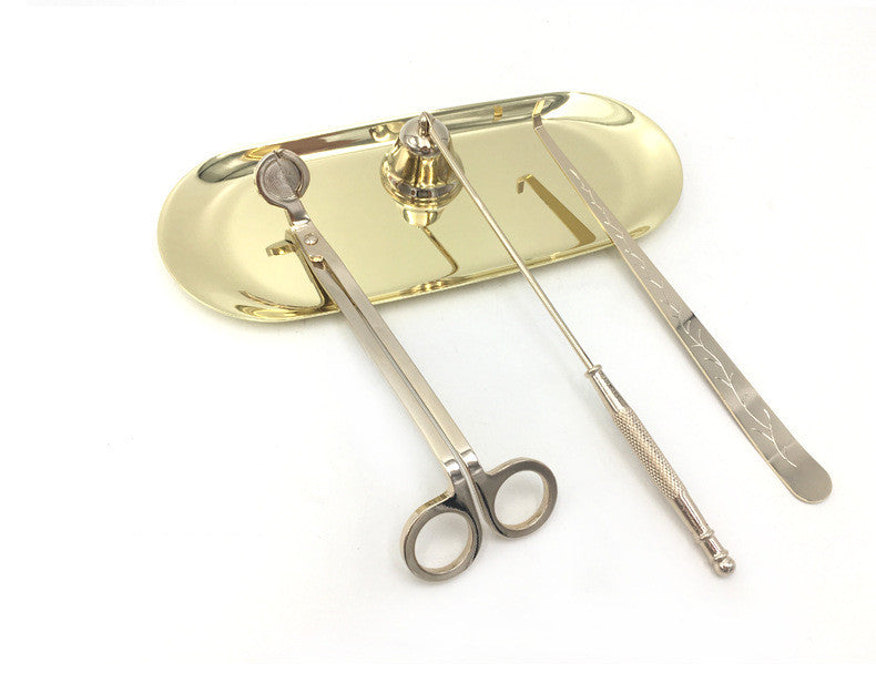 Set accessoires bougie 4 pièces acier inoxydable doré — ERMITUS