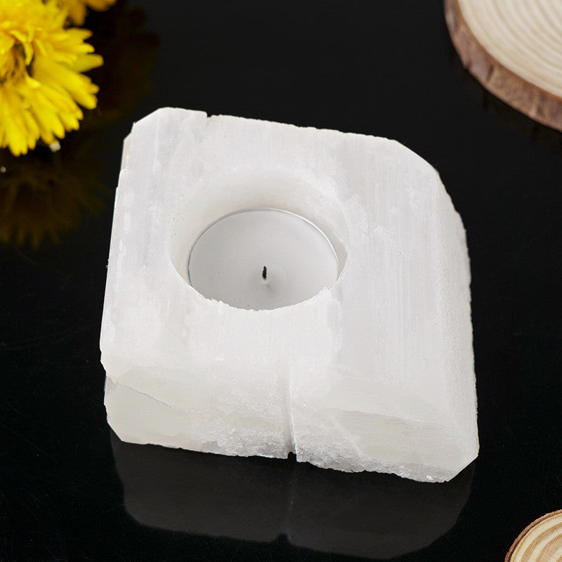Bougeoir en cristal blanc naturel ERMITUS, pièce décorative unique
