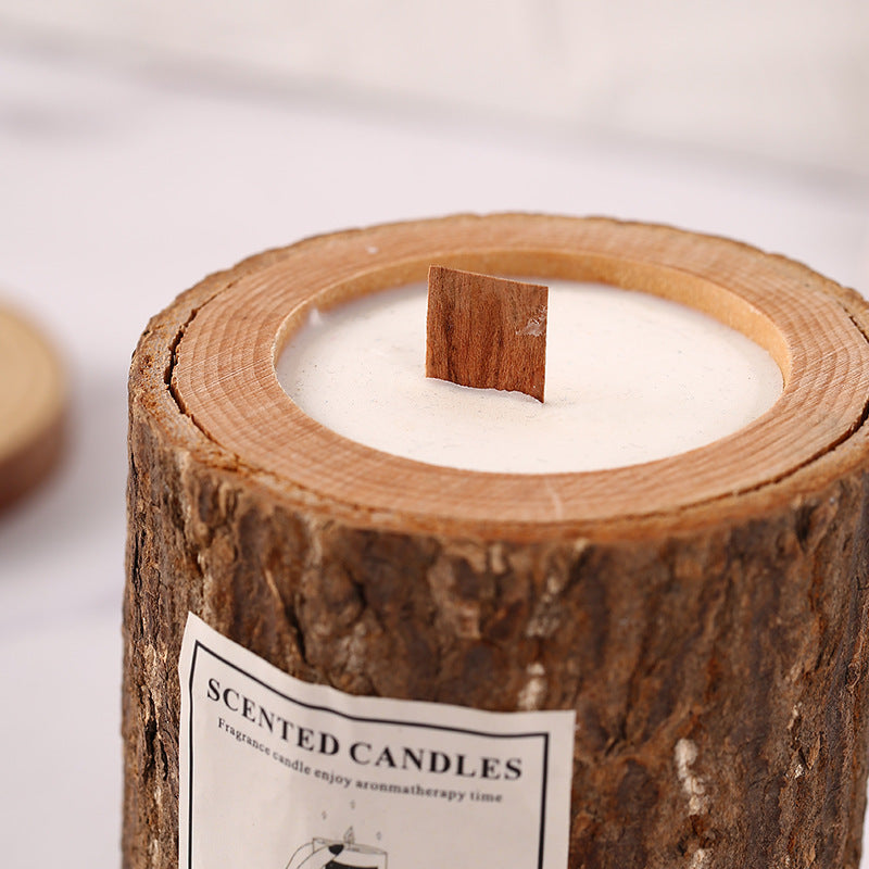 Bougie en bois ERMITUS avec cire de soja et mèche en bois