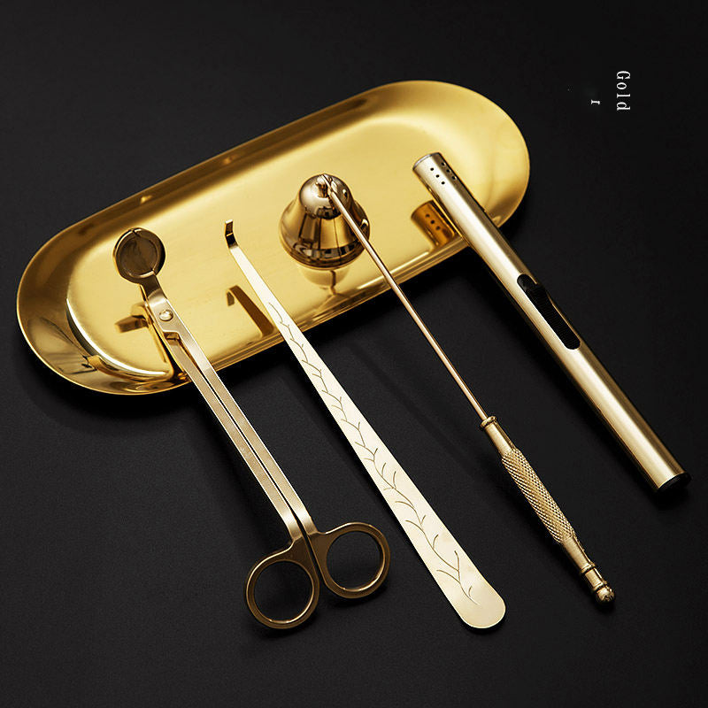 Accessoires d’entretien pour bougies ERMITUS avec coupe-mèche, éteignoir et outils de soin